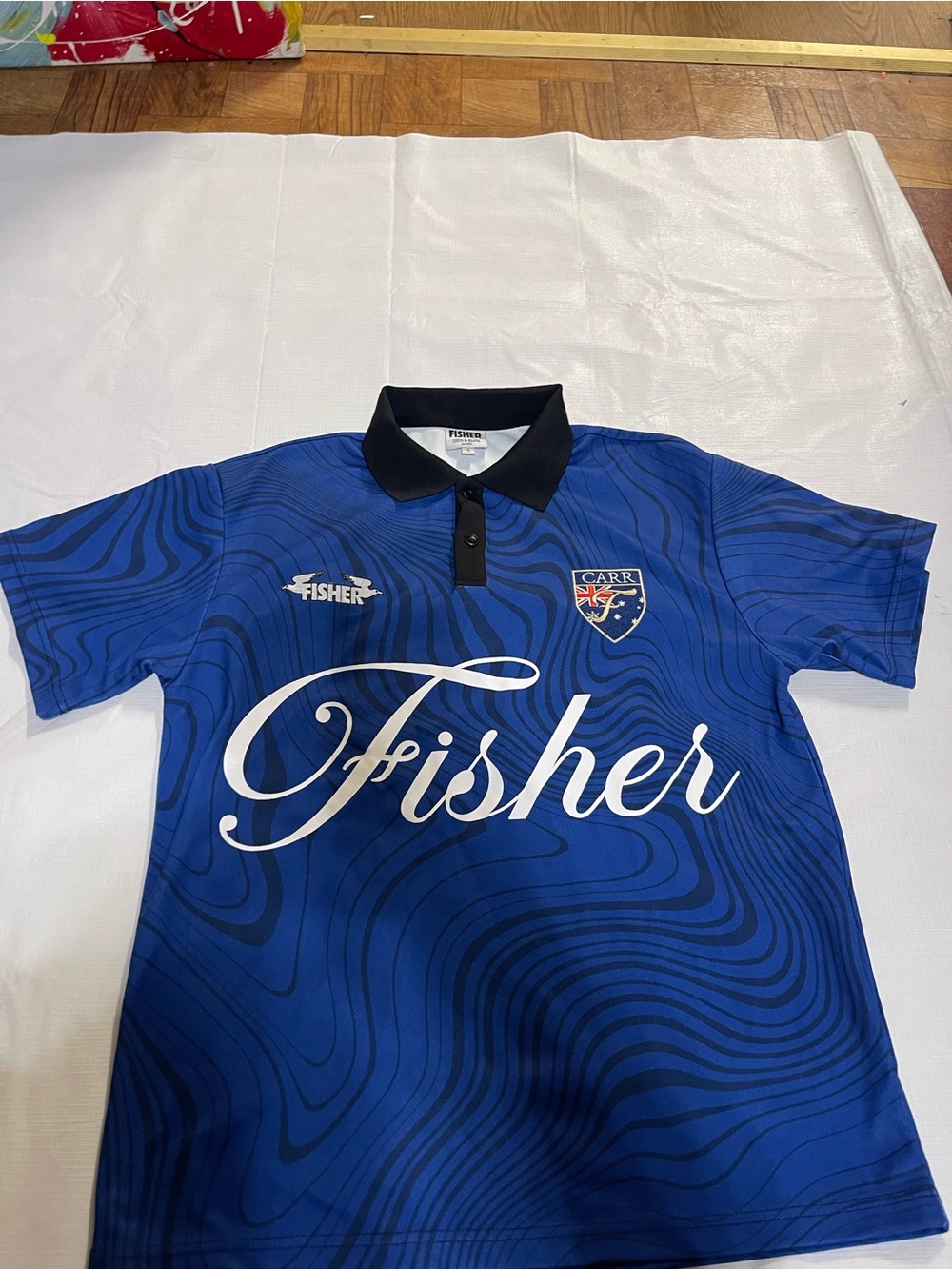 Fisher Kids' Blue Polo with Black Collar